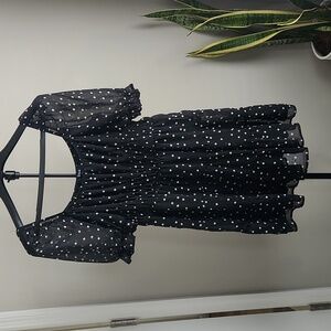 Casual black polkadot dress